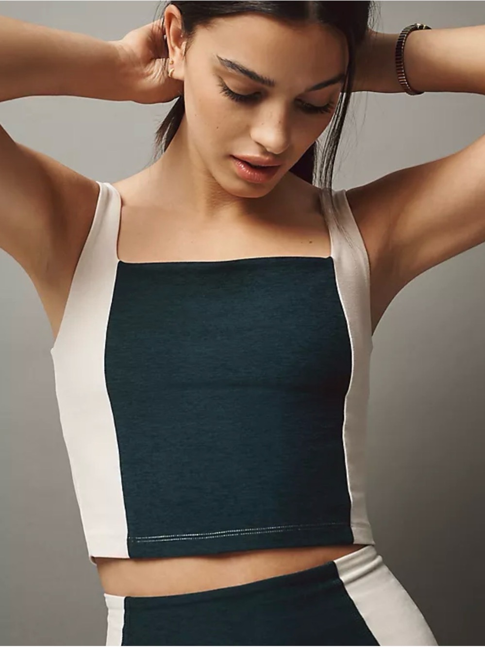 Beyond Yoga Spacedye Down The Block Cropped Tank Green Cream M